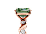 Rose gold Fancy Green Asscher  Solitaire Twisted Band with Prong Setting 9