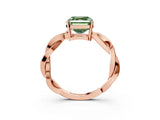 Rose gold Fancy Green Asscher  Solitaire Twisted Pave Diamond Ring with Four-Prong Setting_15