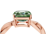Rose gold Fancy Green Asscher  Solitaire Twisted Pave Diamond Ring with Four-Prong Setting_16