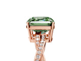 Rose gold Fancy Green Asscher  Solitaire Twisted Pave Diamond Ring with Four-Prong Setting_17