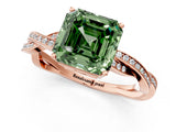 Rose gold Fancy Green Asscher  Solitaire Twisted Pave Diamond Ring with Four-Prong Setting_94
