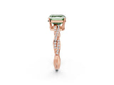 Rose gold Fancy Green Asscher  Solitaire Twisted Pave Diamond Ring with Four-Prong Setting_95