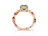 Rose gold Fancy Green Asscher  Solitaire Twisted Pave Diamond Ring with Four-Prong Setting_96