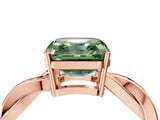 Rose gold Fancy Green Asscher  Solitaire Twisted Pave Diamond Ring with Four-Prong Setting_97