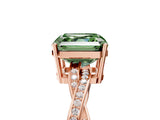 Rose gold Fancy Green Asscher  Solitaire Twisted Pave Diamond Ring with Four-Prong Setting_98