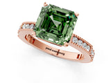 Rose gold Fancy Green Asscher  Solitaire with Pavé Band and Four-Prong Setting_48