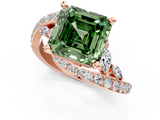 Rose gold Fancy Green Asscher  Solitaire with Pavé Twist Band and Four-Prong Setting_18