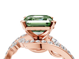 Rose gold Fancy Green Asscher  Solitaire with Pavé Twist Band and Four-Prong Setting_21