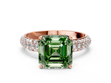 Rose gold Fancy Green Asscher  Solitaire with Pave Band and Four-Prong Setting_20