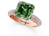 Rose gold Fancy Green Asscher  Solitaire with Pave Band and Four-Prong Setting_21