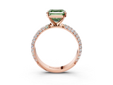 Rose gold Fancy Green Asscher  Solitaire with Pave Band and Four-Prong Setting_23