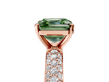 Rose gold Fancy Green Asscher  Solitaire with Pave Band and Four-Prong Setting_25