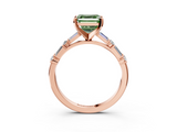 Rose gold Fancy Green Asscher  Solitaire with Side Baguettes and Channel Set Band_3