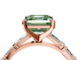 Rose gold Fancy Green Asscher  Solitaire with Side Baguettes and Channel Set Band_4