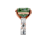 Rose gold Fancy Green Asscher  Solitaire with Side Baguettes and Channel Set Band_5