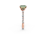 Rose gold Fancy Green Asscher  Solitaire with Side Stones on a Pavé Band and Four-Prong Setting_2