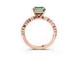Rose gold Fancy Green Asscher  Solitaire with Side Stones on a Pavé Band and Four-Prong Setting_3