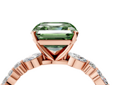 Rose gold Fancy Green Asscher  Solitaire with Side Stones on a Pavé Band and Four-Prong Setting_4