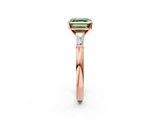 Rose gold Fancy Green Asscher  Solitaire with Tapered Baguette Side Stones on a Classic Band with Four-Prong Setting_2