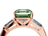 Rose gold Fancy Green Asscher  Solitaire with Tapered Baguette Side Stones on a Classic Band with Four-Prong Setting_4
