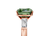 Rose gold Fancy Green Asscher  Solitaire with Tapered Baguette Side Stones on a Classic Band with Four-Prong Setting_5