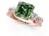 Rose gold Fancy Green Asscher  Three-Stone Diamond Ring with Pavé Split Shank and Four-Prong Setting_19