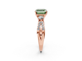 Rose gold Fancy Green Asscher  Three-Stone Diamond Ring with Pavé Split Shank and Four-Prong Setting_20