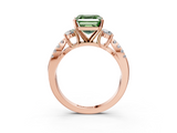 Rose gold Fancy Green Asscher  Three-Stone Diamond Ring with Pavé Split Shank and Four-Prong Setting_21