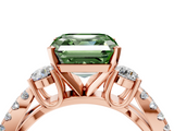 Rose gold Fancy Green Asscher  Three-Stone Diamond Ring with Pavé Split Shank and Four-Prong Setting_22