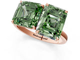 Rose gold Fancy Green Asscher  and Emerald Cut Toi Moi Ring with Prong Setting_30