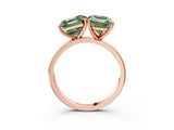Rose gold Fancy Green Asscher  and Emerald Cut Toi Moi Ring with Prong Setting_32