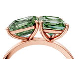 Rose gold Fancy Green Asscher  and Emerald Cut Toi Moi Ring with Prong Setting_33