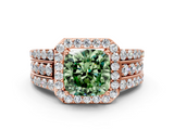 Rose gold Fancy Green Cushion -Cut Halo Diamond Ring with Split Shank and Four-Prong Setting_87