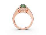 Rose gold Fancy Green Cushion -Cut Halo Diamond Ring with Split Shank and Four-Prong Setting_90