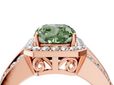 Rose gold Fancy Green Cushion -Cut Halo Diamond Ring with Split Shank and Four-Prong Setting_91