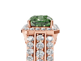 Rose gold Fancy Green Cushion -Cut Halo Diamond Ring with Split Shank and Four-Prong Setting_92
