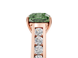 Rose gold Fancy Green Cushion  Brilliant Channel-Set Solitaire Ring with Four-Prong Setting_42