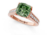 Rose gold Fancy Green Cushion  Brilliant Cut Diamond Engagement Ring with Pavé Band and Four-Prong Setting_50
