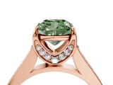 Rose gold Fancy Green Cushion  Brilliant Cut Diamond Engagement Ring with Pavé Band and Four-Prong Setting_53