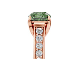 Rose gold Fancy Green Cushion  Brilliant Cut Diamond Engagement Ring with Pavé Band and Four-Prong Setting_54