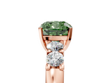 Rose gold Fancy Green Cushion  Brilliant Cut Diamond Five-Stone Prong Set Engagement Ring with Channel Band_8