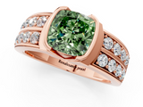 Rose gold Fancy Green Cushion  Brilliant Diamond Channel Set Wide Band Ring with Bezel Setting_21