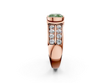 Rose gold Fancy Green Cushion  Brilliant Diamond Channel Set Wide Band Ring with Bezel Setting_22