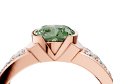 Rose gold Fancy Green Cushion  Brilliant Diamond Channel Set Wide Band Ring with Bezel Setting_24