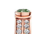 Rose gold Fancy Green Cushion  Brilliant Diamond Channel Set Wide Band Ring with Bezel Setting_25