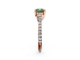Rose gold Fancy Green Cushion  Brilliant Diamond Solitaire with Pavé Band and Four-Prong Setting 2