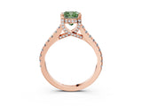 Rose gold Fancy Green Cushion  Brilliant Diamond Solitaire with Pavé Band and Four-Prong Setting 3