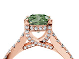 Rose gold Fancy Green Cushion  Brilliant Diamond Solitaire with Pavé Band and Four-Prong Setting 4