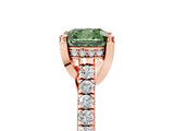 Rose gold Fancy Green Cushion  Brilliant Diamond Solitaire with Pavé Band and Four-Prong Setting 5