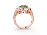 Rose gold Fancy Green Cushion  Brilliant Flower Halo Diamond Split Shank Ring_60